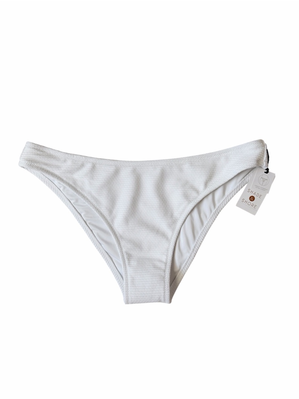 Shade & Shore White Textured Cheeky Bikini Bottoms Size L NWT